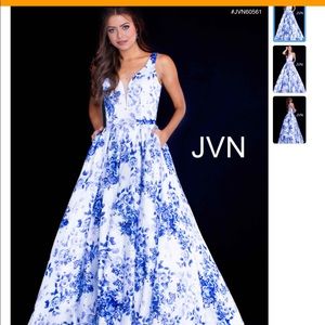 Authentic JVN by Jovani blue floral prom dress!